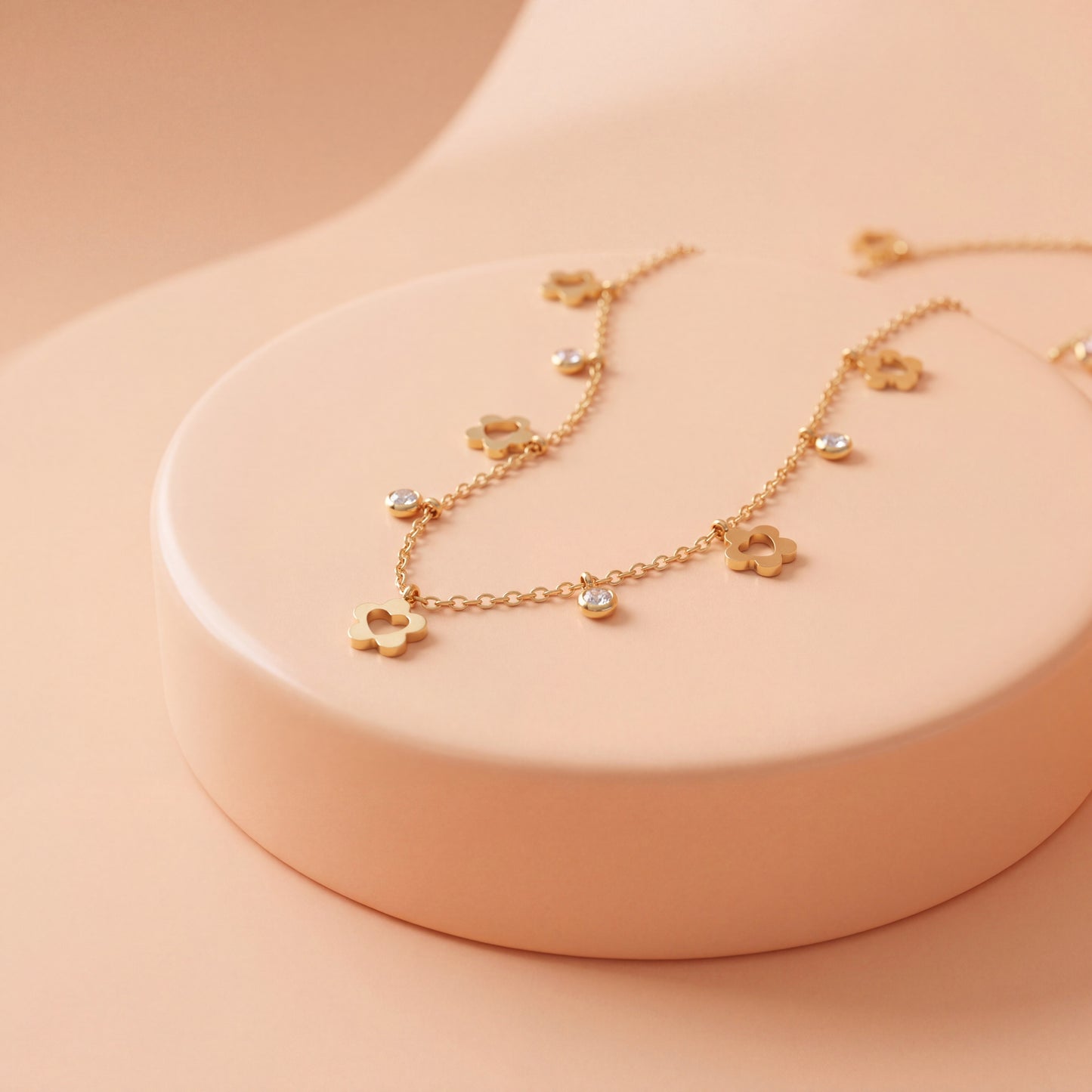 Heart Charm Station Necklace