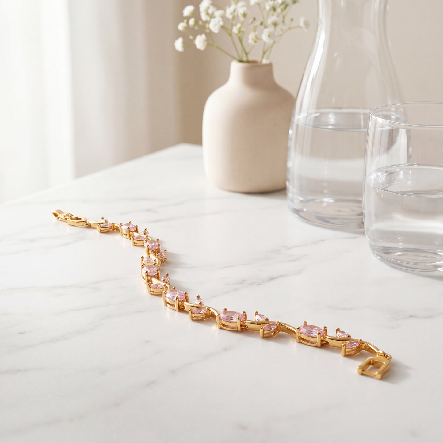Crystal Tulip Bracelet (Light Pink)