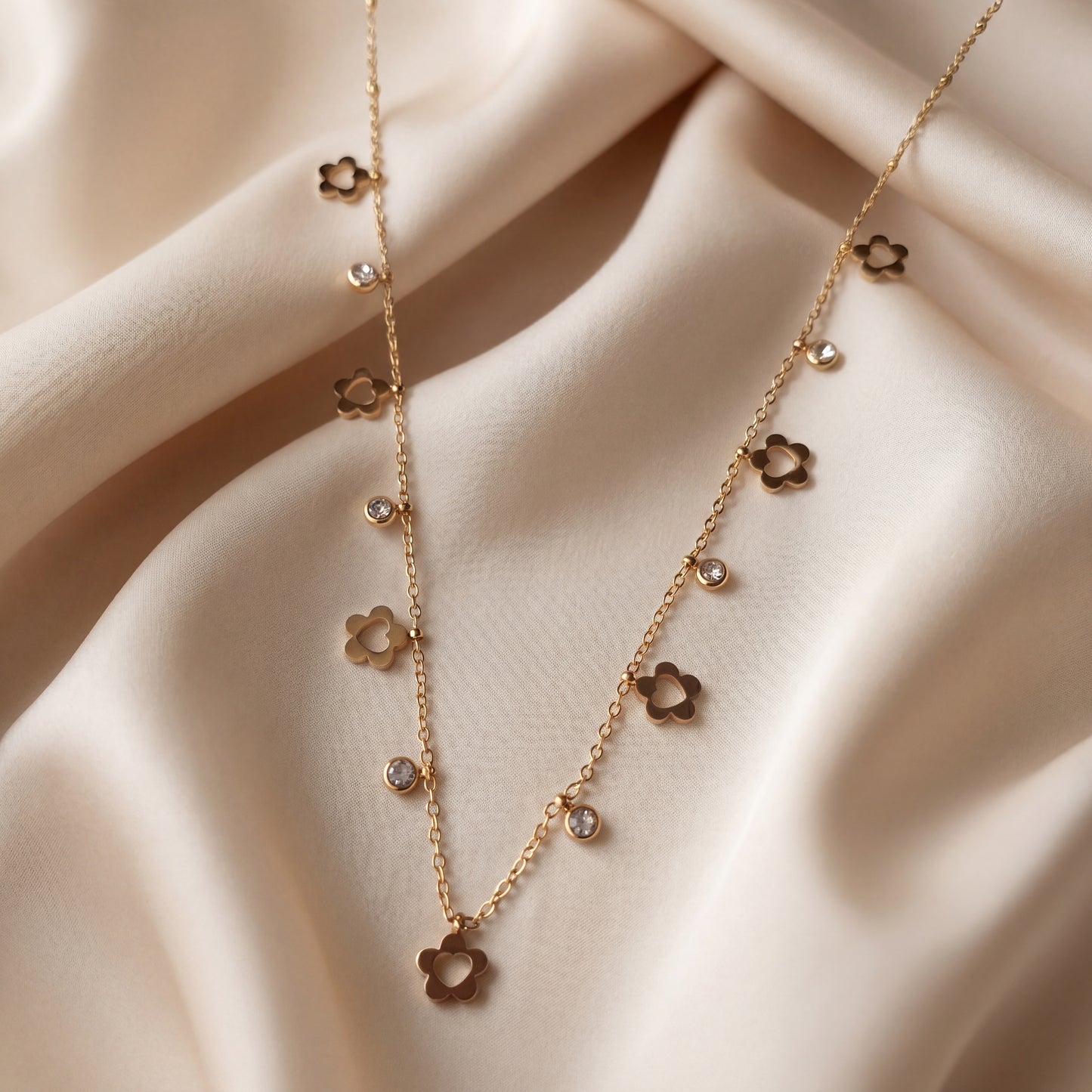 Heart Charm Station Necklace
