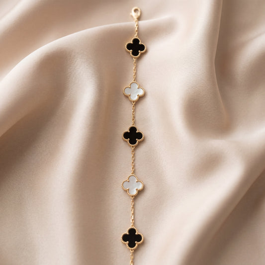 Black & White Clover Bracelet
