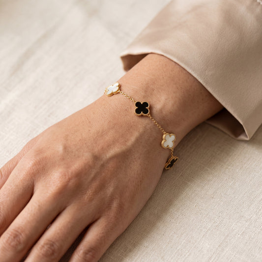 Black & White Clover Bracelet