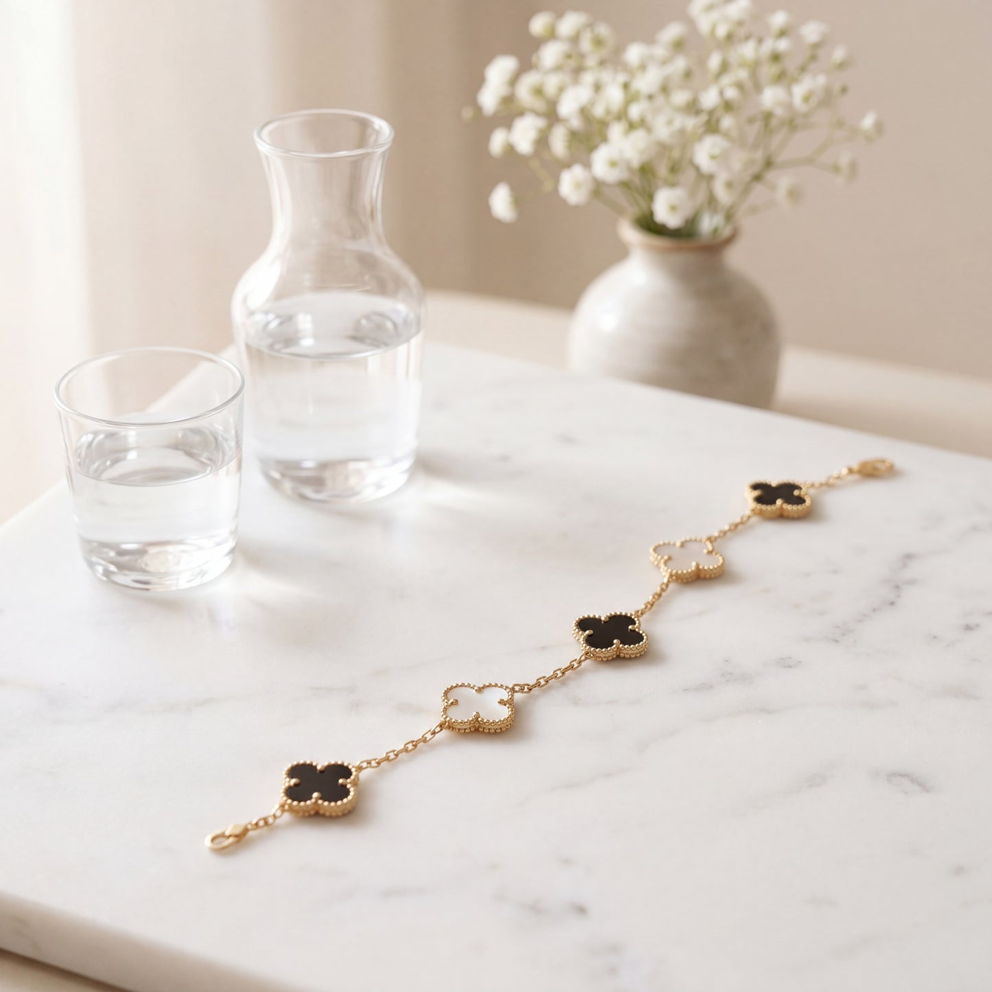Black & White Clover Bracelet