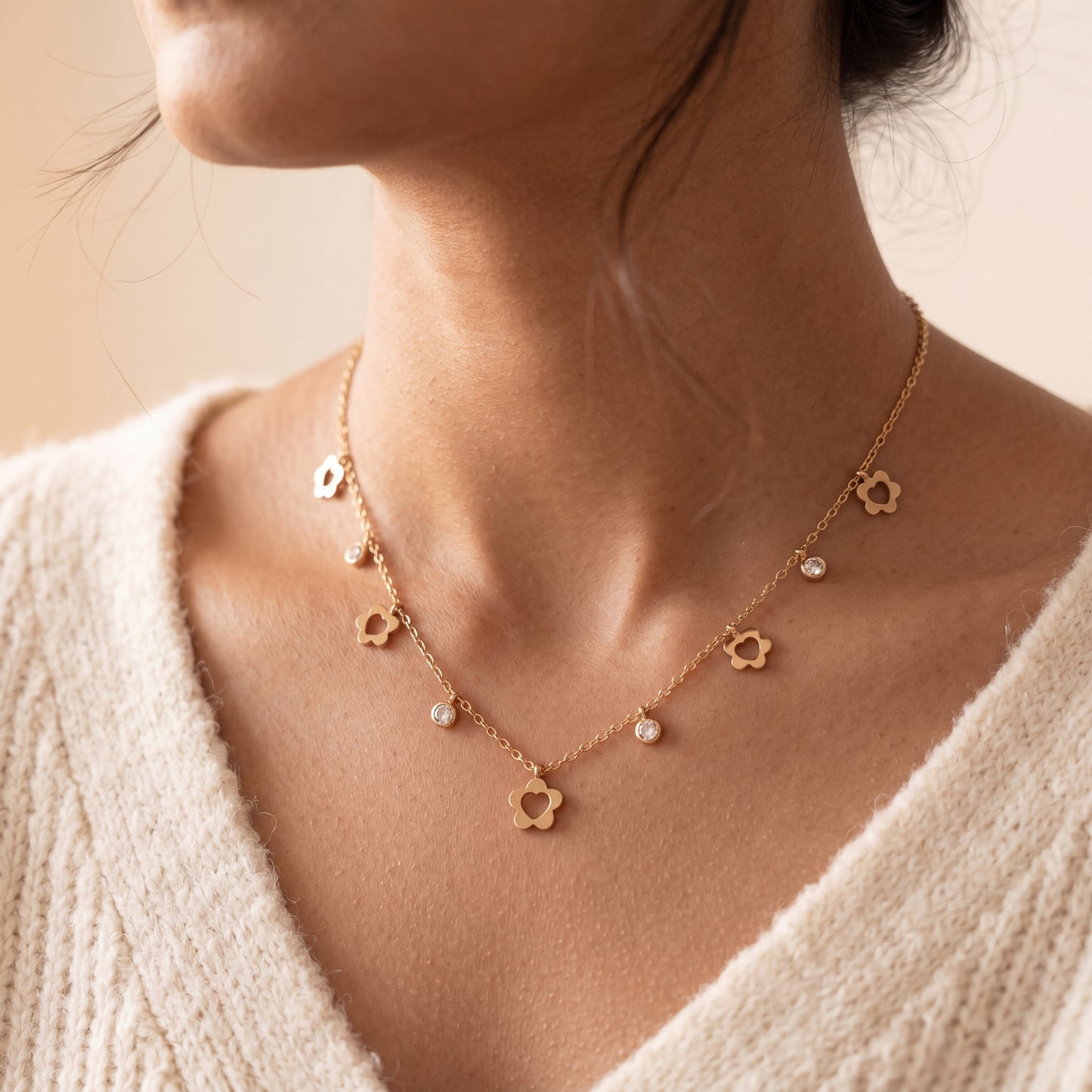 Heart Charm Station Necklace